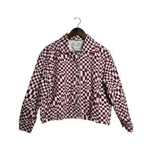 Paloma Wool Finale Jacket Women’s M Burgundy Checkerboard Cotton Jacket Spain